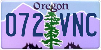 OR license plate 072VNC