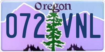 OR license plate 072VNL