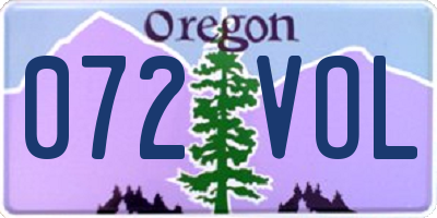 OR license plate 072VOL