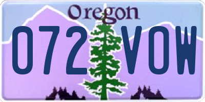 OR license plate 072VOW