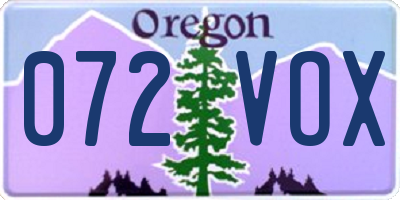 OR license plate 072VOX