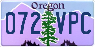 OR license plate 072VPC