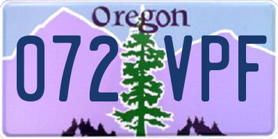 OR license plate 072VPF