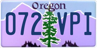 OR license plate 072VPI