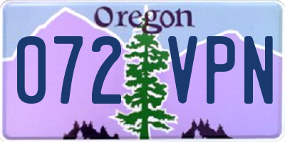 OR license plate 072VPN
