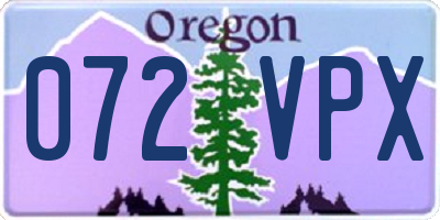 OR license plate 072VPX