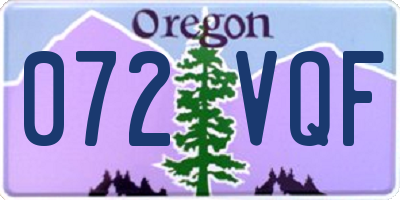 OR license plate 072VQF