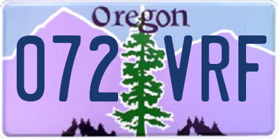 OR license plate 072VRF