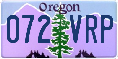 OR license plate 072VRP