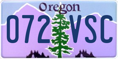 OR license plate 072VSC