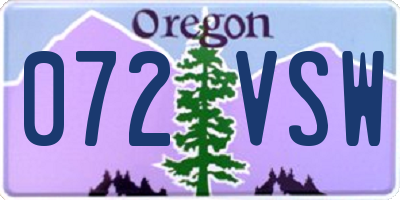 OR license plate 072VSW