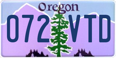 OR license plate 072VTD