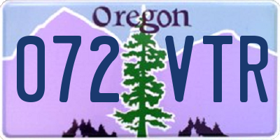 OR license plate 072VTR