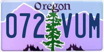 OR license plate 072VUM