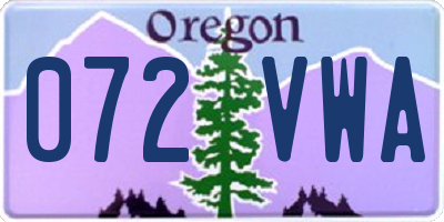 OR license plate 072VWA