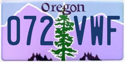 OR license plate 072VWF