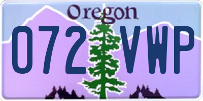 OR license plate 072VWP