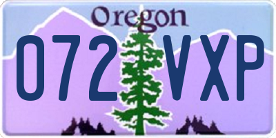 OR license plate 072VXP