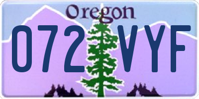 OR license plate 072VYF