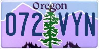 OR license plate 072VYN