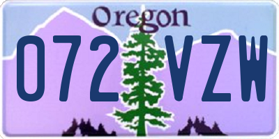 OR license plate 072VZW