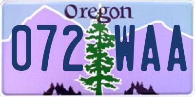OR license plate 072WAA