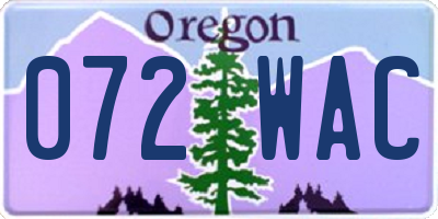 OR license plate 072WAC