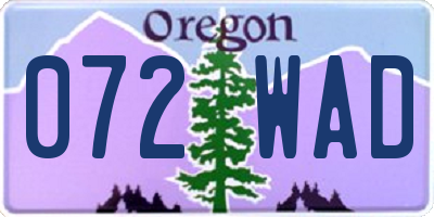 OR license plate 072WAD