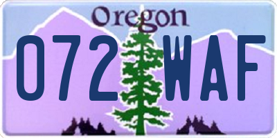 OR license plate 072WAF