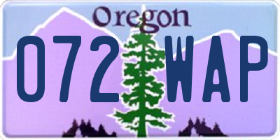 OR license plate 072WAP