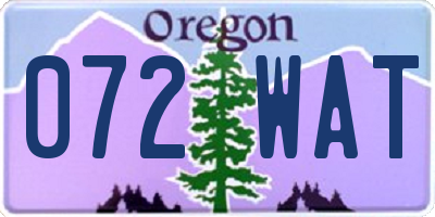 OR license plate 072WAT