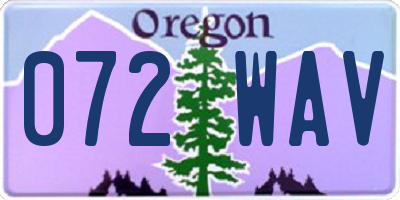 OR license plate 072WAV