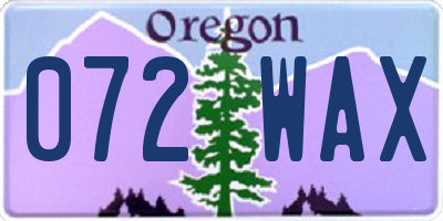 OR license plate 072WAX