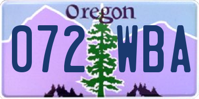 OR license plate 072WBA