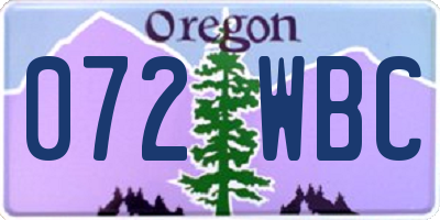 OR license plate 072WBC