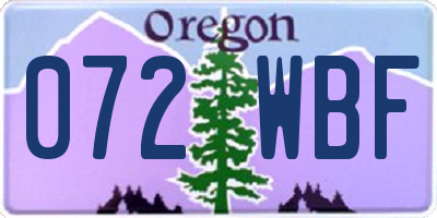 OR license plate 072WBF