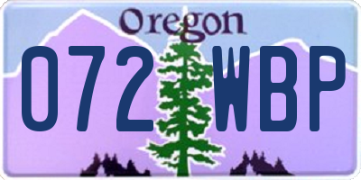 OR license plate 072WBP