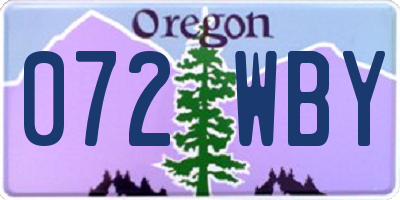 OR license plate 072WBY