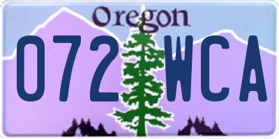 OR license plate 072WCA