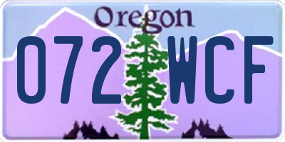 OR license plate 072WCF