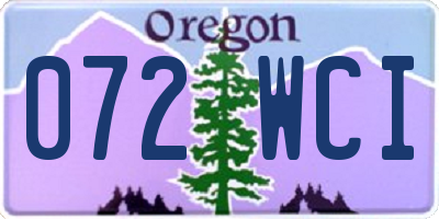 OR license plate 072WCI