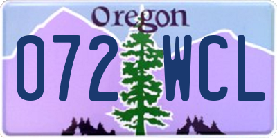 OR license plate 072WCL