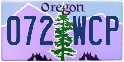 OR license plate 072WCP