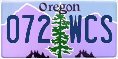 OR license plate 072WCS