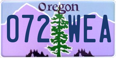 OR license plate 072WEA