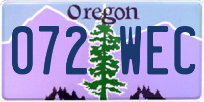 OR license plate 072WEC