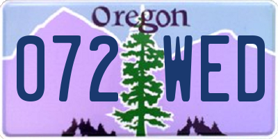 OR license plate 072WED