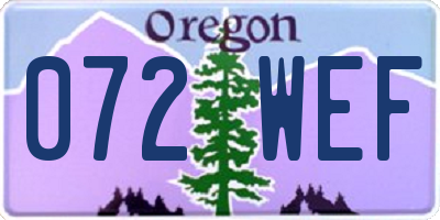 OR license plate 072WEF