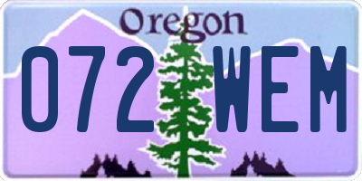 OR license plate 072WEM