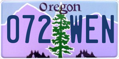 OR license plate 072WEN